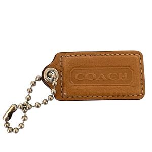 Coach Tan Leather Tag Keychain